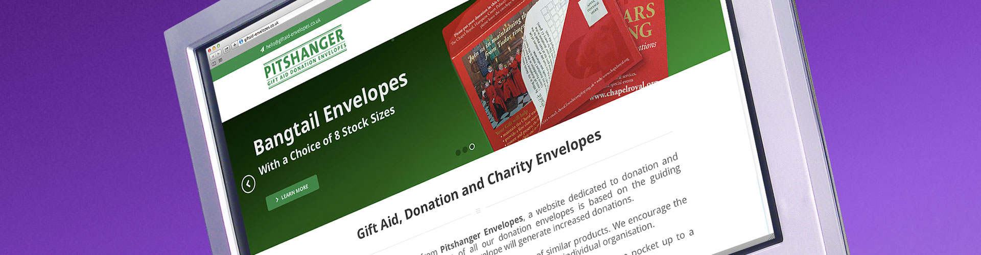 gift aid envelopes website design